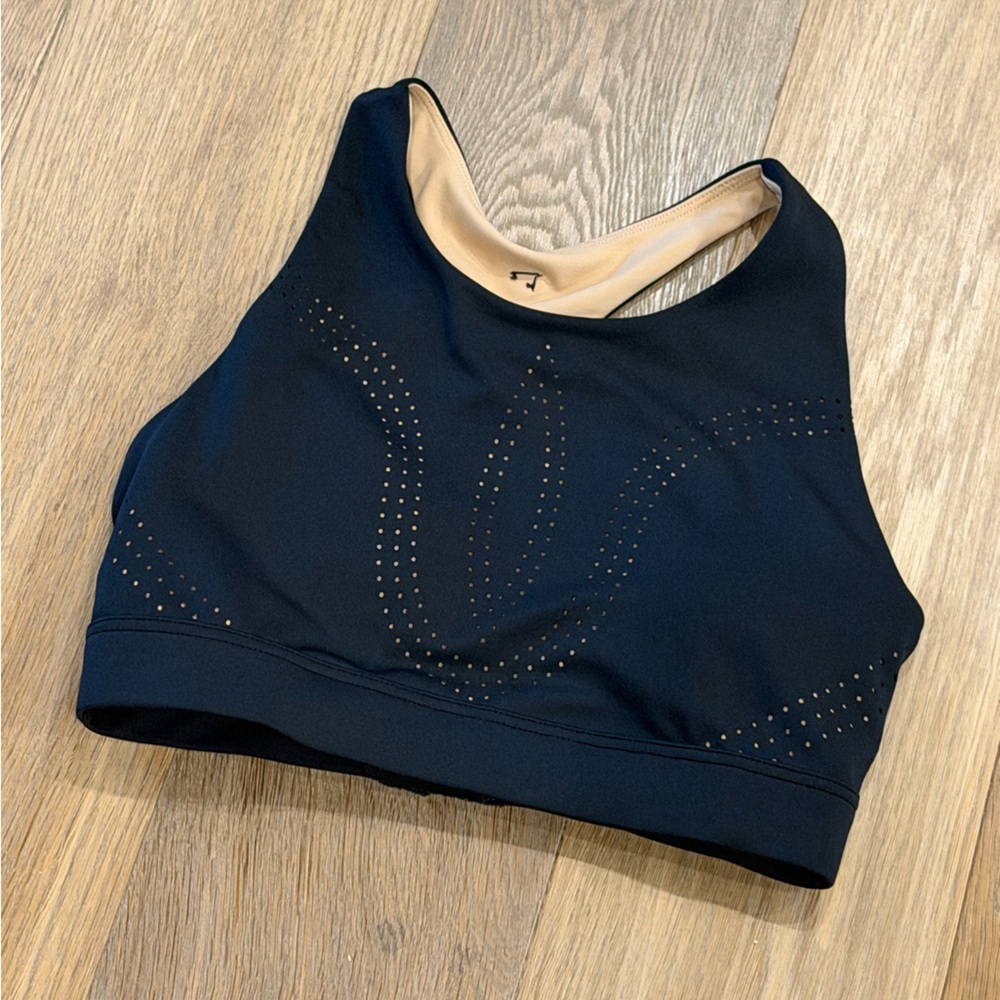 Buffbunny Black Sports Bra Small | Strappy Back High Neck Activewear